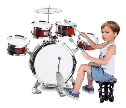 Batería musical con 5 piezas y banquito - Imagen 3