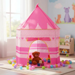 Castillo plegable juego pelotero rosa