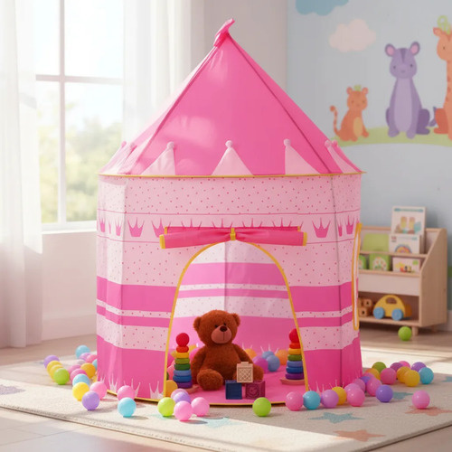 Casita_De_Juegos_Carpa_Pelotero_Castillo_Plegable_Rosa_D_683398-MLA115771479259_082026-O.jpg Castillo plegable juego pelotero rosa - Imagen 1