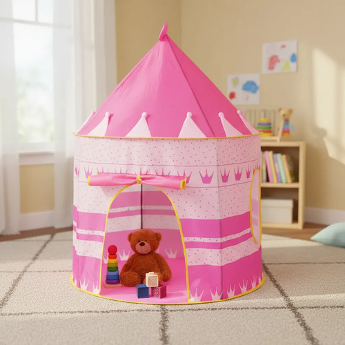 Castillo plegable juego pelotero rosa - Imagen 9