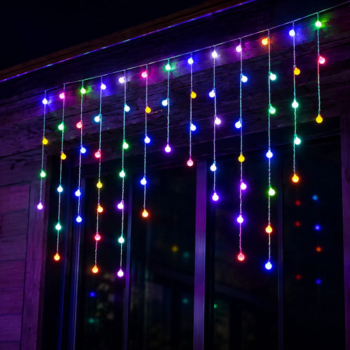 Guirnalda cortina de bolitas led rgb - 4 mts 220v