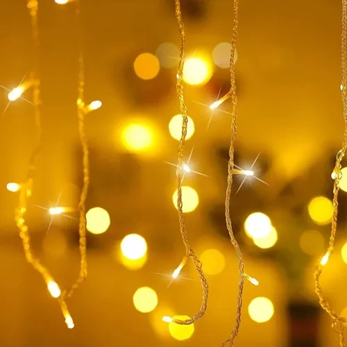 Cortina Luces Led Calidas Con Enchufe 220v 3x1 Mts 100 Leds - Imagen 6