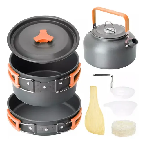 Juego de ollas camping senderismo 3 en 1 con tetera Gt-308 - Imagen 4