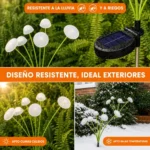 Lampara Solar Estaca Deco Jardin 6 Luces Hongo Lsi-03-03 Verde - Luces Blanco Calido - Imagen 3