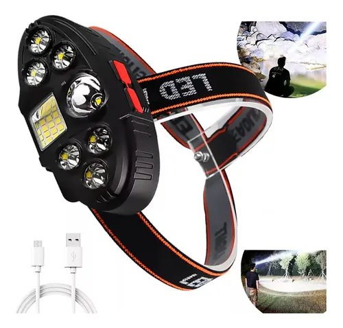 Linterna minera vincha cabeza 7 LED recargable USB Clt28 - Imagen 4