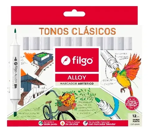 Marcadores X12 Fibrones Colores Doble Punta Filgo 1.0/1-6mm - Imagen 11