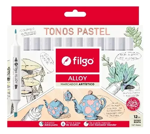 Marcadores X12 Fibrones Colores Doble Punta Filgo 1.0/1-6mm - Imagen 15