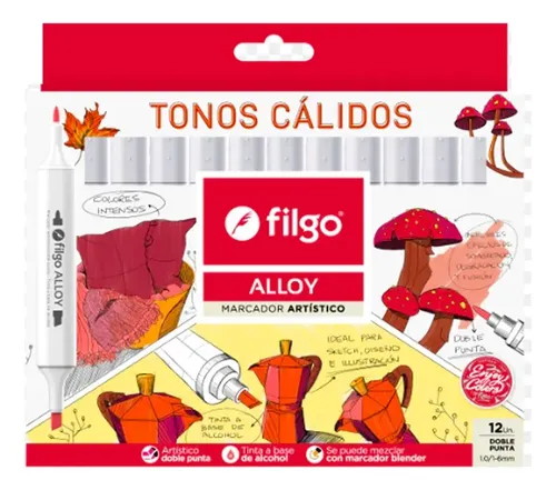 Marcadores X12 Fibrones Colores Doble Punta Filgo 1.0/1-6mm - Imagen 2