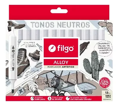 Marcadores X12 Fibrones Colores Doble Punta Filgo 1.0/1-6mm - Imagen 13