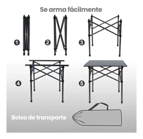 Mesa de camping plegable con bolso 50 cm EA-230 - Imagen 8