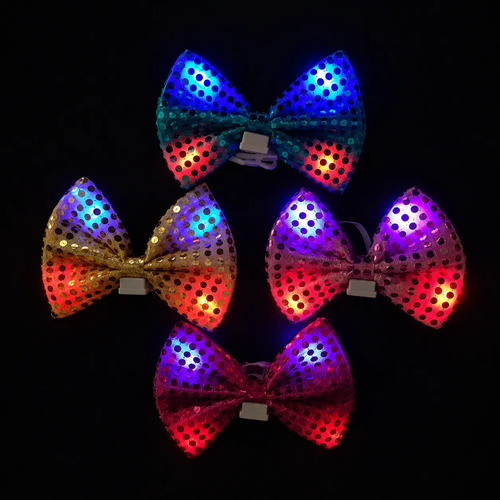 Moño Led Lentejuelas Cotillon Luminoso  Fiestas 12 Unidades - Imagen 2