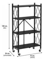 Organizador mueble 4 estantes plegable de cocina con ruedas 50035 – detalle del producto