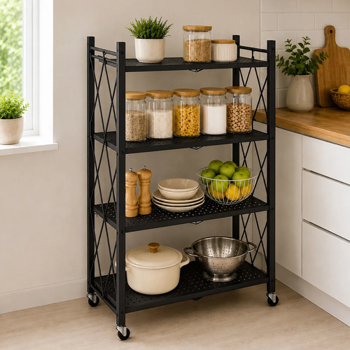 Organizador mueble 4 estantes plegable de cocina con ruedas 50035