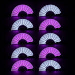 Pack X10 Abanicos Luminosos Luz Led Fiestas Cotillon Yj0863 Rosa Abanico Led
