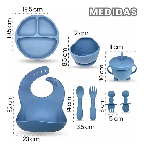 Set alimentación bebe antideslizante plato de silicona Beb1 - Imagen 8