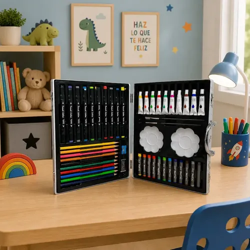 Set De Arte Kit Infantil En Maletín Pinturas 50 Piezas - Imagen 3