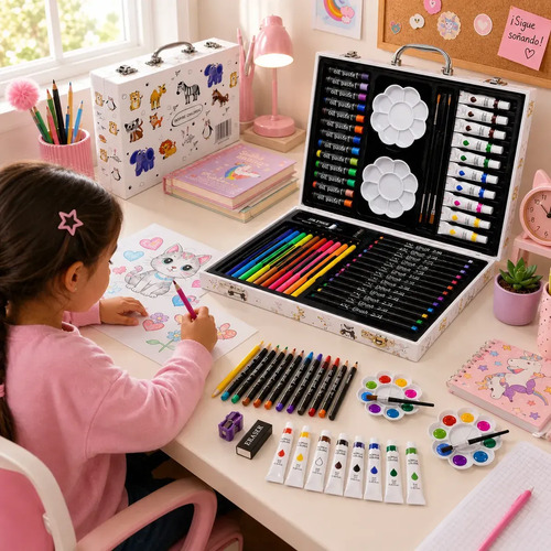 Set De Arte Kit Infantil En Maletín Pinturas 50 Piezas - Imagen 5