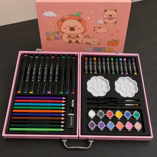 Set De Arte Kit Infantil En Maletín Pinturas 50 Piezas - Imagen 1