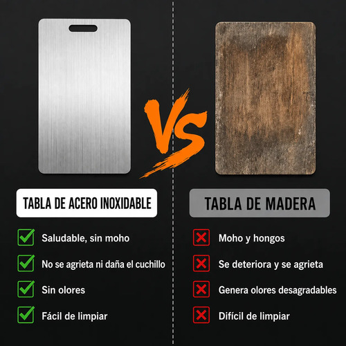 Tabla De Corte Para Cocina Acero Inoxidable 34x23 Cm Um94 - Imagen 5