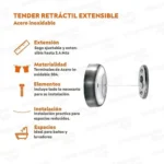 Tender de ropa retráctil extensible de metal cromado - Imagen 3