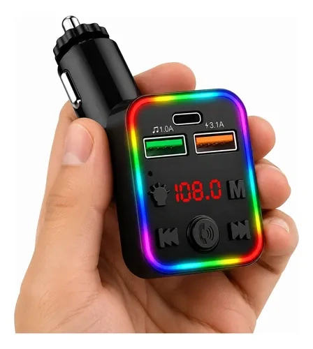 Transmisor Fm Bluetooth Auto Cargador Usb Multicolor Q7 – detalle del producto