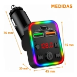 Transmisor Fm Bluetooth Auto Cargador Usb Multicolor Q7 – vista superior