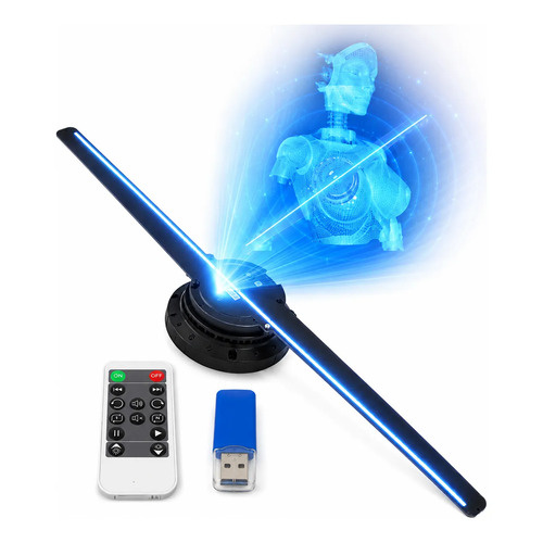 Ventilador proyector holográfico 3D luces LED video e imágenes