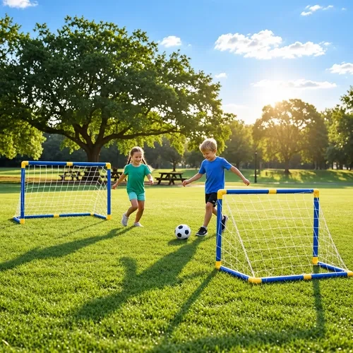 2 arcos de fútbol con red Inflador y pelota infantil 26563