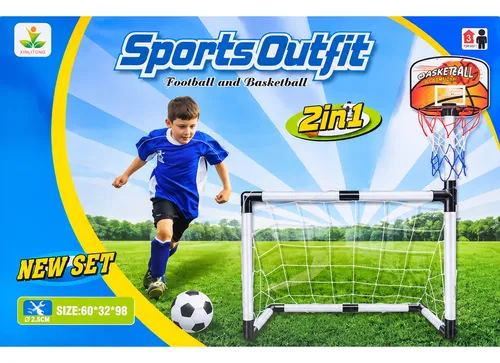 Arco De Futbol + Aro De Basquet Infantil Niños Hogar 26562 Azul Y Naranja - Imagen 6