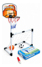 Arco De Futbol + Aro De Basquet Infantil Niños Hogar 26562 Azul Y Naranja
