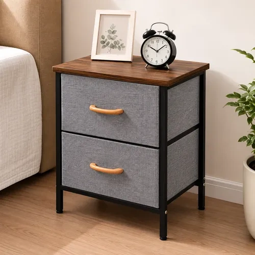 Mesa de luz con 2 cajones organizador de dormitorio Yp-801