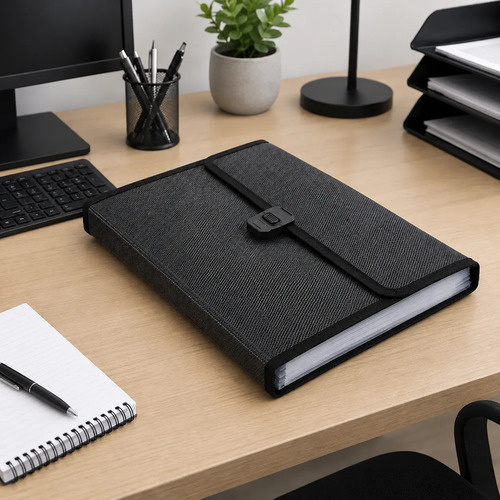 Carpeta Portafolio A4 12 Divisiones Porta Documentos Lib0393 Negro