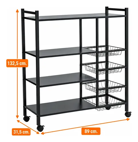 Carro organizador de cocina con ruedas 5ff - Imagen 9