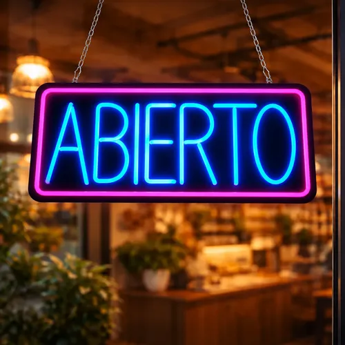 Cartel abierto luz neón para negocios 26242 - Imagen 3