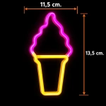 Cartel helado en cucurucho neón luz LED USB 50050 - Imagen 2