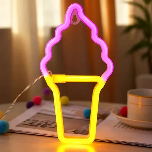 Cartel helado en cucurucho neón luz LED USB 50050 - Imagen 7