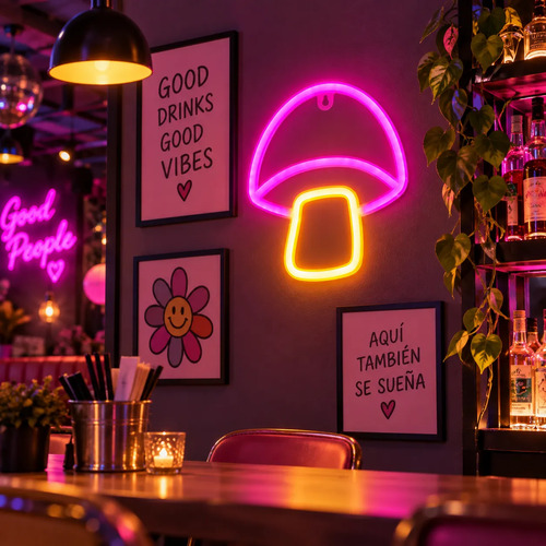 Cartel Led Neon Hongo Honguito Luz Noche Gamer Deco Pared - Imagen 5