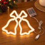 Cartel Neon Led Campanas De Navidad Luz Noche Deco - Imagen 3