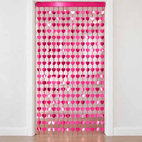 Cortina corazón metalizada decoración cotillón 2x1 metros