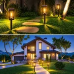 Farol Led Estaca Recargable Con Panel Solar Jardín F245 Negro - Imagen 4