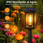 Farol Led Estaca Recargable Con Panel Solar Jardín F245 Negro - Imagen 6