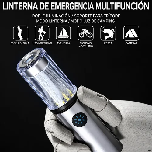 Farol luz linterna LED recargable con trípode camping D46 - Imagen 3
