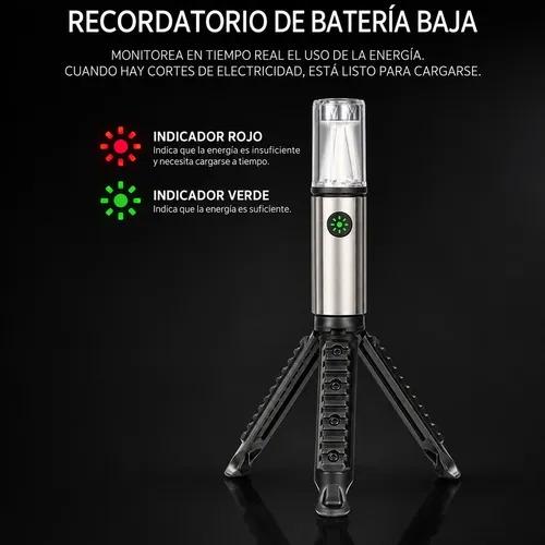 Farol luz linterna LED recargable con trípode camping D46 - Imagen 8