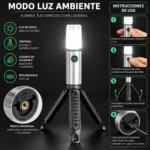 Farol luz linterna LED recargable con trípode camping D46 - Imagen 9
