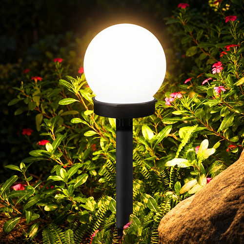 Lampara Estaca Solar Bola Esfera Led 10 Cm Decoracion Jardin - Imagen 2