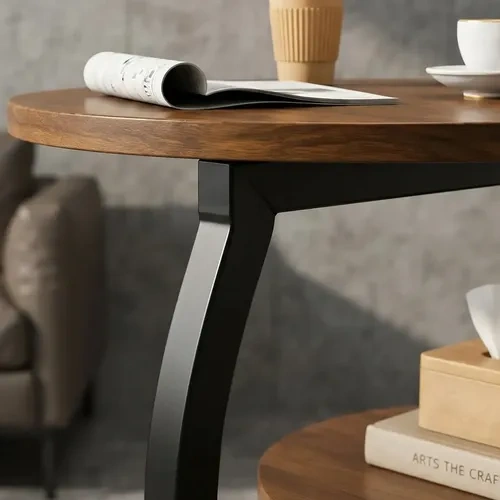 Mesa doble redonda para living moderna minimalista Ct5706 - Imagen 7