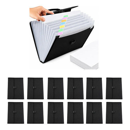Pack X12 carpetas portafolio A4 transparente oficina Lib0393