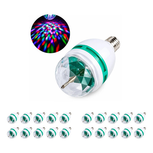 Pack X20 Bola De Rayos Con Luces Giratoria Colores Leds 1.5w Blanco