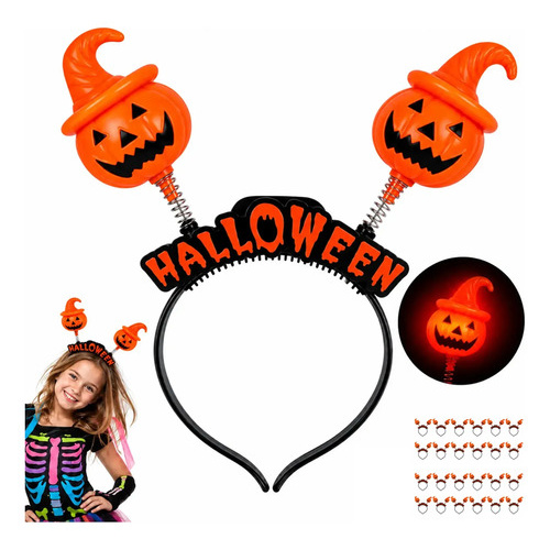 Pack X24 vinchas calabaza con luz LED Halloween Yj0127