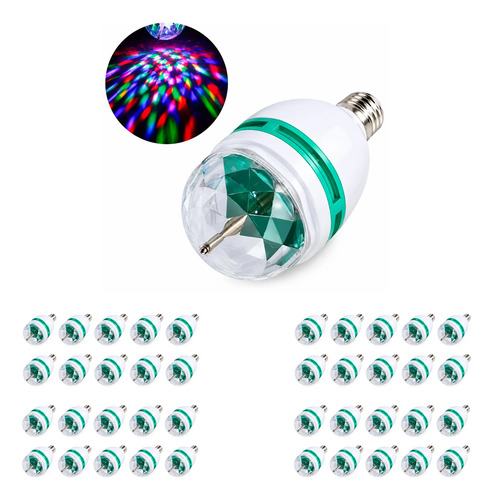 Pack X50 Bola De Rayos Con Luces Giratoria Colores Leds 1.5w - Imagen 1